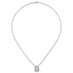 14k White Gold 5/8 carat Lab Grown Diamond VS+ F+ Complete Letter D 18 inch Initial Necklace