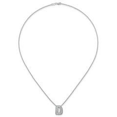 14k White Gold 5/8 carat Lab Grown Diamond VS+ F+ Complete Letter D 18 inch Initial Necklace