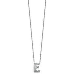 14k White Gold 3/8 carat Lab Grown Diamond VS+ F+ Complete Letter E 18 inch Initial Necklace