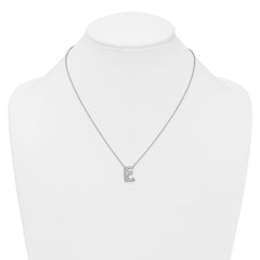 14k White Gold 3/8 carat Lab Grown Diamond VS+ F+ Complete Letter E 18 inch Initial Necklace