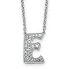 14k White Gold 3/8 carat Lab Grown Diamond VS+ F+ Complete Letter E 18 inch Initial Necklace