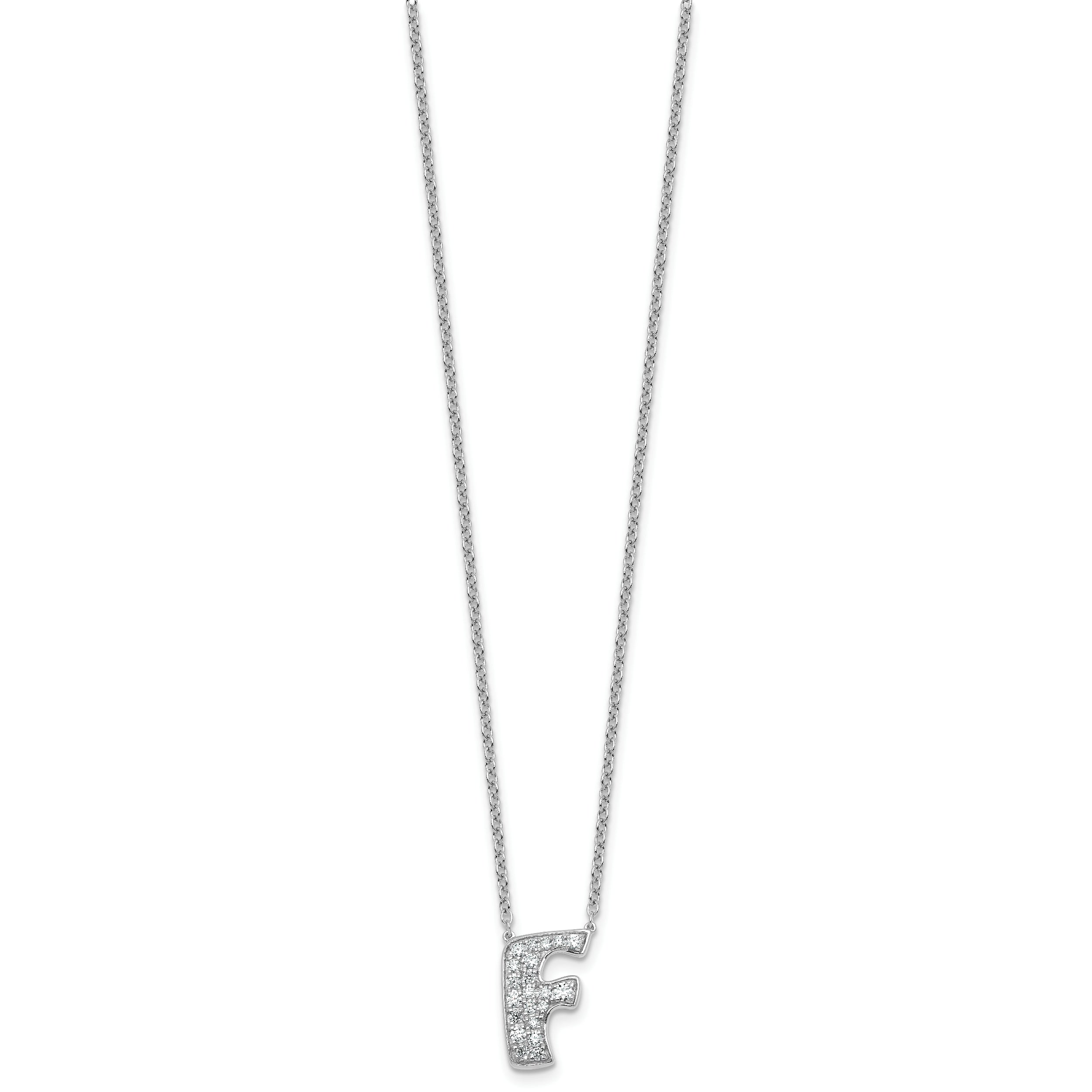 14k White Gold 1/3 carat Lab Grown Diamond VS+ F+ Complete Letter F 18 inch Initial Necklace