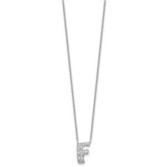 14k White Gold 1/3 carat Lab Grown Diamond VS+ F+ Complete Letter F 18 inch Initial Necklace