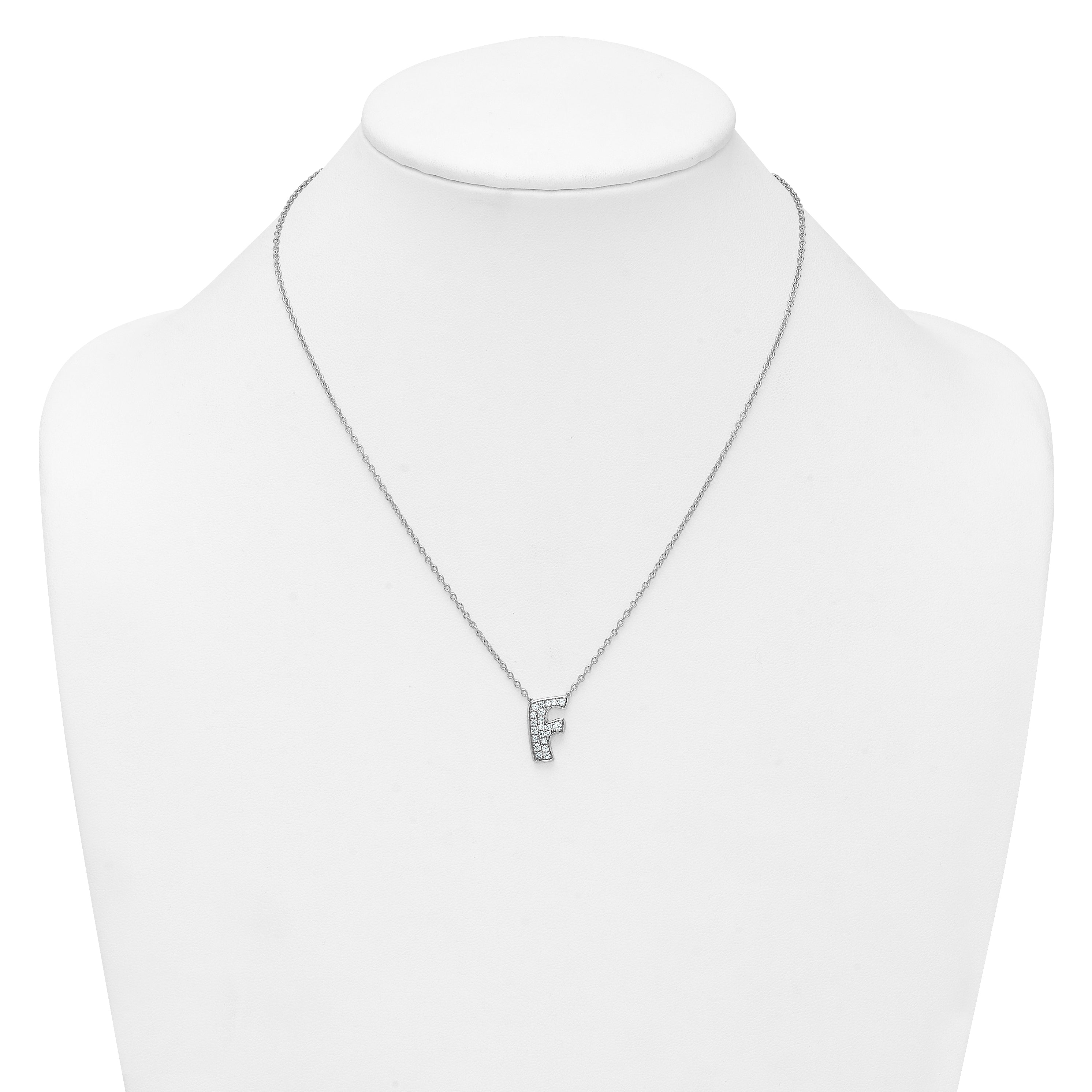 14k White Gold 1/3 carat Lab Grown Diamond VS+ F+ Complete Letter F 18 inch Initial Necklace