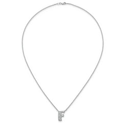 14k White Gold 1/3 carat Lab Grown Diamond VS+ F+ Complete Letter F 18 inch Initial Necklace
