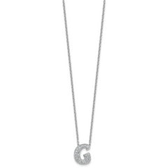 14k White Gold 3/8 carat Lab Grown Diamond VS+ F+ Complete Letter G 18 inch Initial Necklace