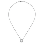 14k White Gold 3/8 carat Lab Grown Diamond VS+ F+ Complete Letter G 18 inch Initial Necklace