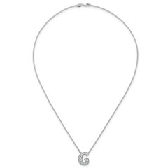 14k White Gold 3/8 carat Lab Grown Diamond VS+ F+ Complete Letter G 18 inch Initial Necklace