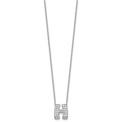 14k White Gold 5/8 carat Lab Grown Diamond VS+ F+ Complete Letter H 18 inch Initial Necklace