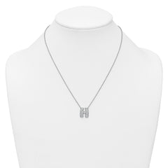 14k White Gold 5/8 carat Lab Grown Diamond VS+ F+ Complete Letter H 18 inch Initial Necklace