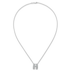 14k White Gold 5/8 carat Lab Grown Diamond VS+ F+ Complete Letter H 18 inch Initial Necklace