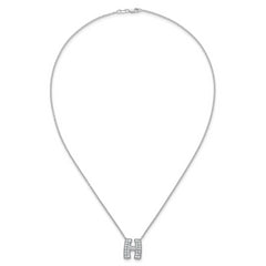 14k White Gold 5/8 carat Lab Grown Diamond VS+ F+ Complete Letter H 18 inch Initial Necklace