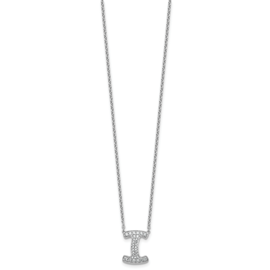 14k White Gold 1/3 carat Lab Grown Diamond VS+ F+ Complete Letter I 18 inch Initial Necklace