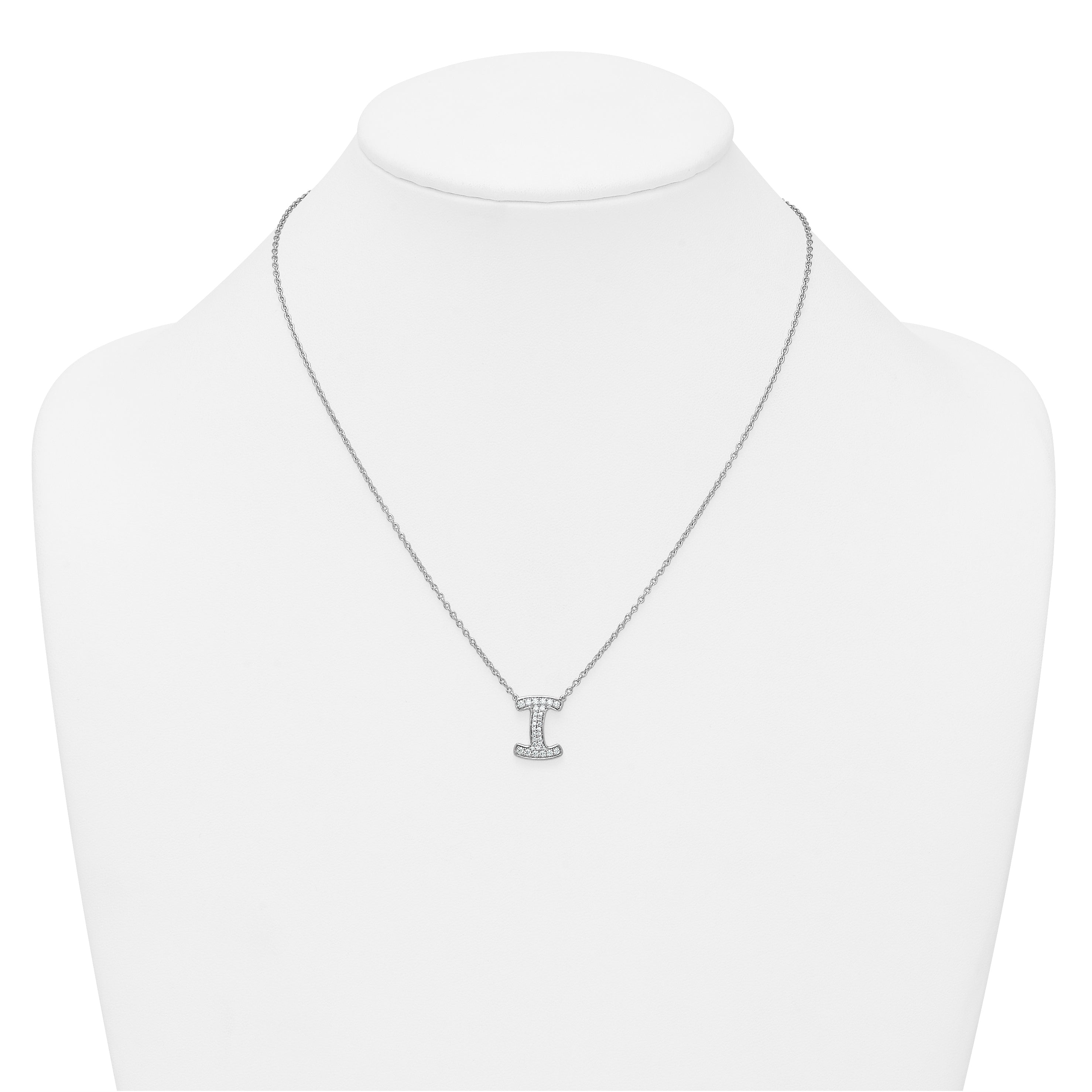 14k White Gold 1/3 carat Lab Grown Diamond VS+ F+ Complete Letter I 18 inch Initial Necklace