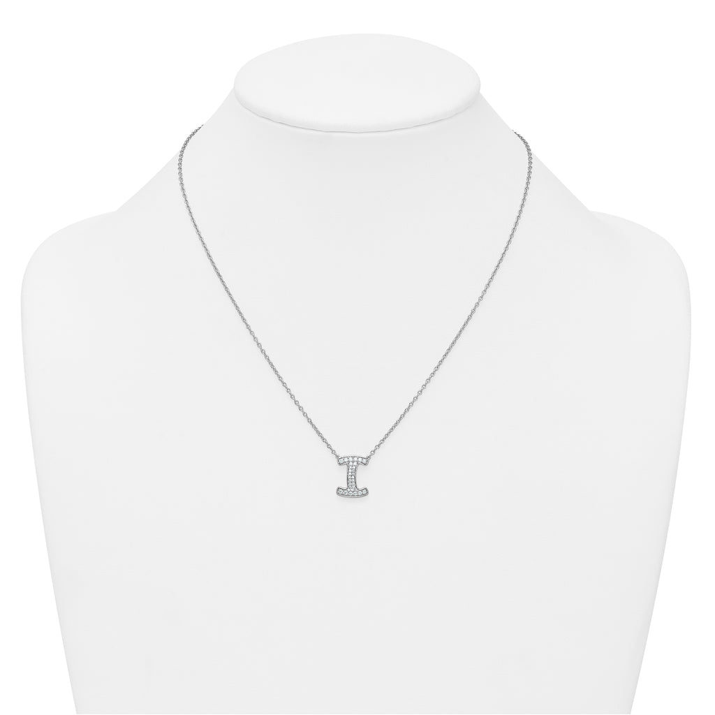 14k White Gold 1/3 carat Lab Grown Diamond VS+ F+ Complete Letter I 18 inch Initial Necklace