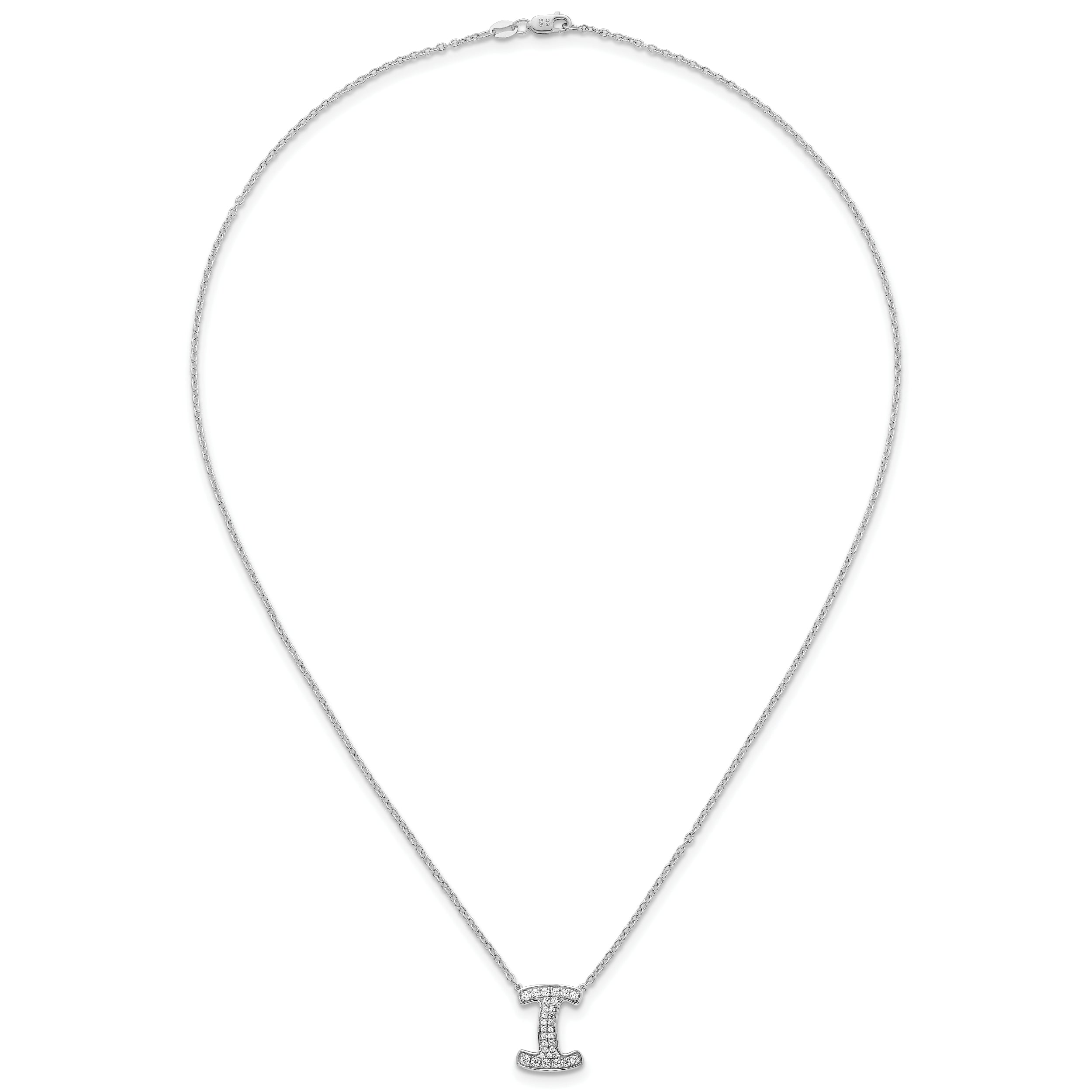 14k White Gold 1/3 carat Lab Grown Diamond VS+ F+ Complete Letter I 18 inch Initial Necklace