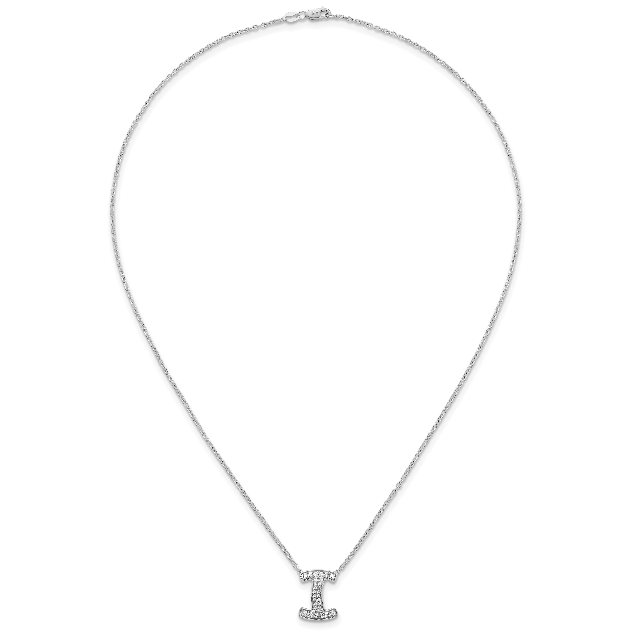 14k White Gold 1/3 carat Lab Grown Diamond VS+ F+ Complete Letter I 18 inch Initial Necklace