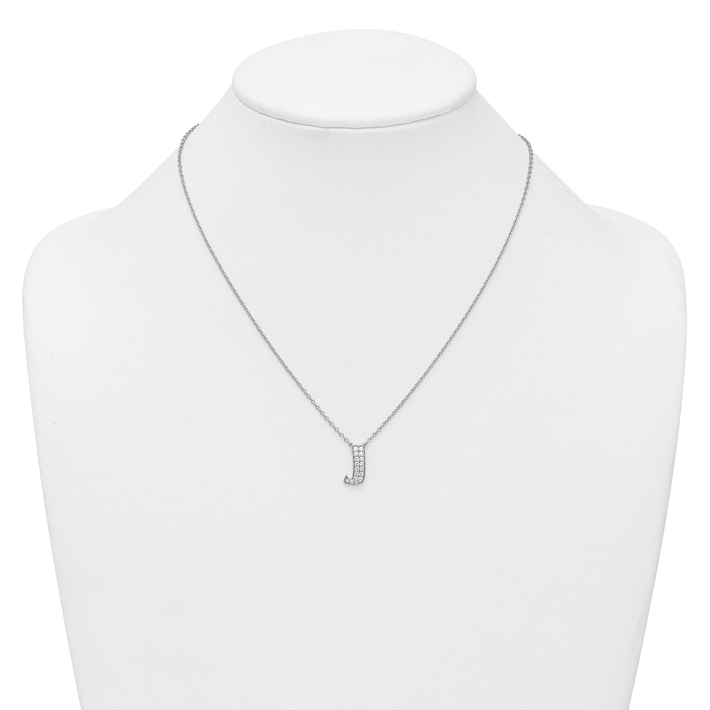 14k White Gold 1/3 carat Lab Grown Diamond VS+ F+ Complete Letter J 18 inch Initial Necklace