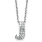 14k White Gold 1/3 carat Lab Grown Diamond VS+ F+ Complete Letter J 18 inch Initial Necklace