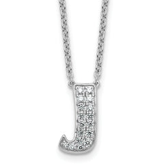 14k White Gold 1/3 carat Lab Grown Diamond VS+ F+ Complete Letter J 18 inch Initial Necklace
