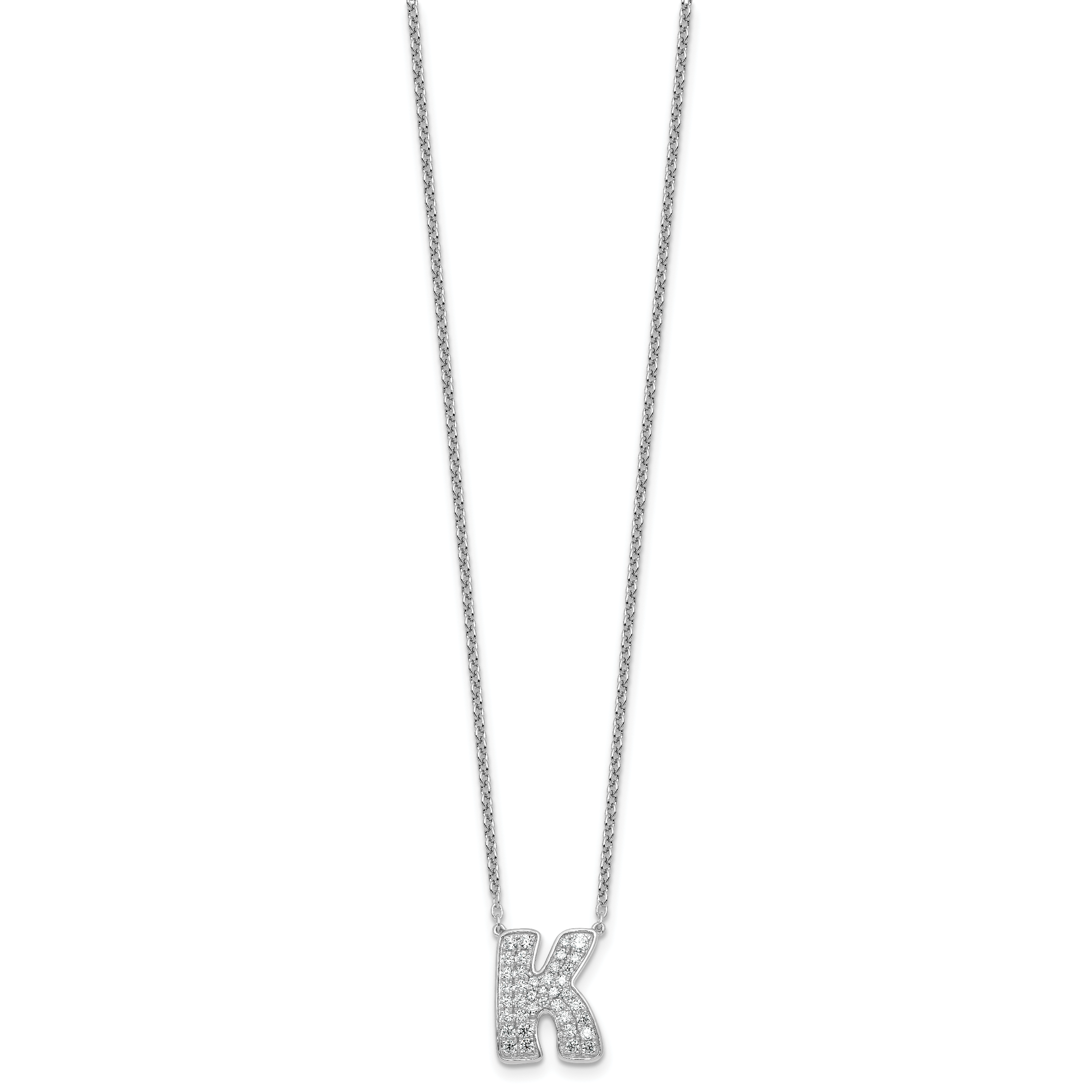 14k White Gold 1/2 carat Lab Grown Diamond VS+ F+ Complete Letter K 18 inch Initial Necklace Secondary image