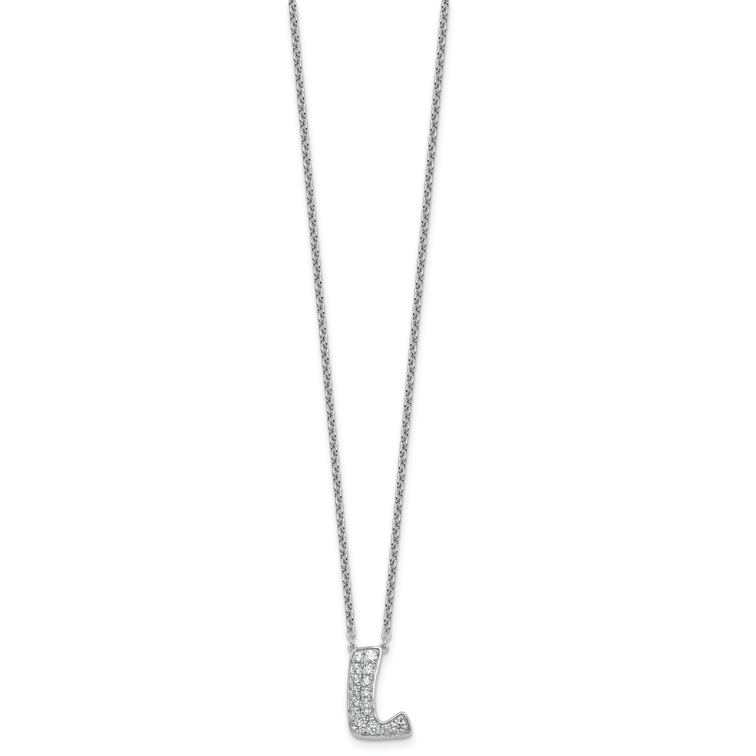 14k White Gold 1/2 carat Lab Grown Diamond VS+ F+ Complete Letter L 18 inch Initial Necklace