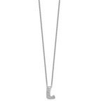 14k White Gold 1/2 carat Lab Grown Diamond VS+ F+ Complete Letter L 18 inch Initial Necklace
