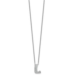 14k White Gold 1/2 carat Lab Grown Diamond VS+ F+ Complete Letter L 18 inch Initial Necklace