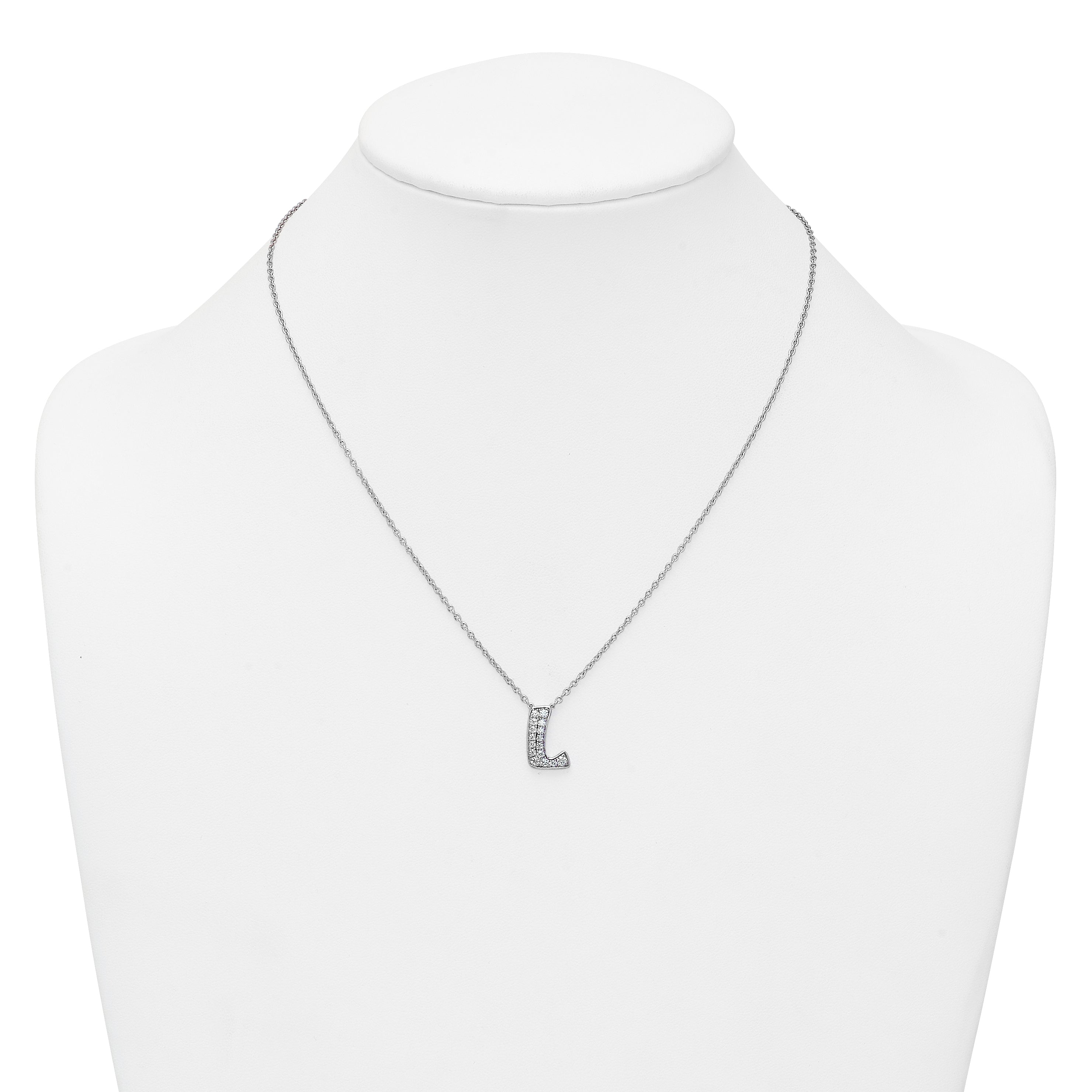 14k White Gold 1/2 carat Lab Grown Diamond VS+ F+ Complete Letter L 18 inch Initial Necklace