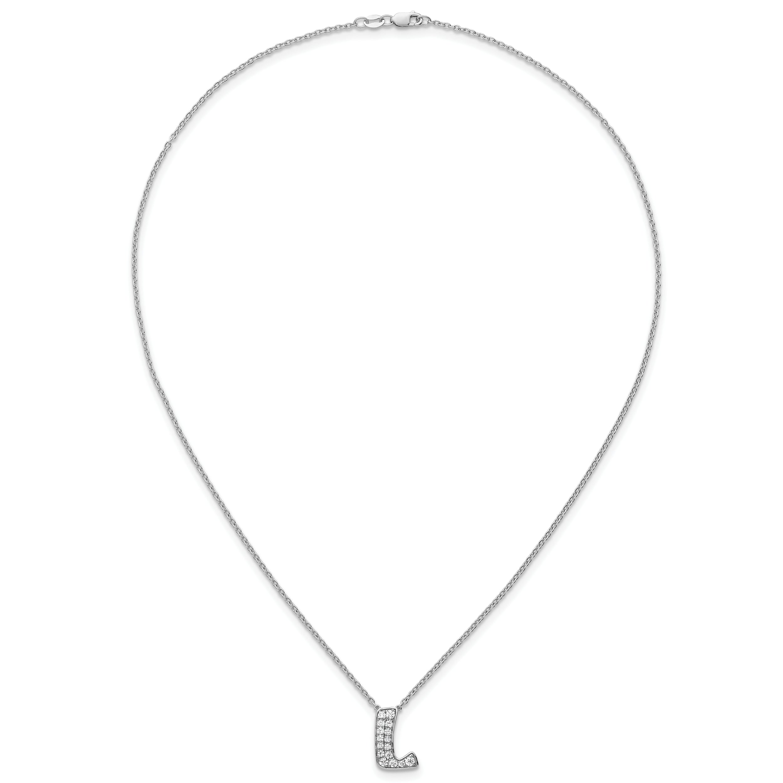 14k White Gold 1/2 carat Lab Grown Diamond VS+ F+ Complete Letter L 18 inch Initial Necklace