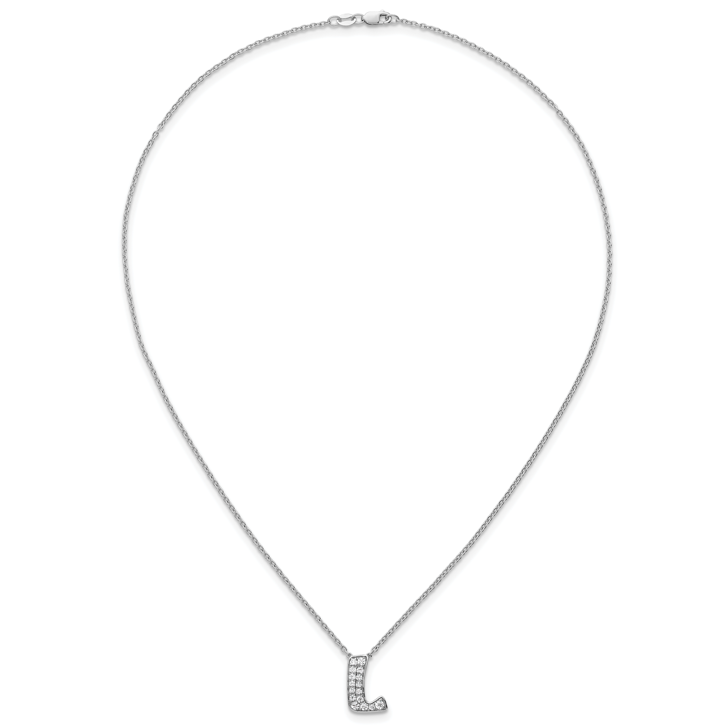 14k White Gold 1/2 carat Lab Grown Diamond VS+ F+ Complete Letter L 18 inch Initial Necklace