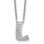 14k White Gold 1/2 carat Lab Grown Diamond VS+ F+ Complete Letter L 18 inch Initial Necklace