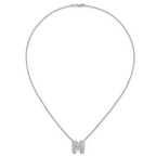 14k White Gold 3/4 carat Lab Grown Diamond VS+ F+ Complete Letter M 18 inch Initial Necklace