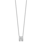 14k White Gold 5/8 carat Lab Grown Diamond VS+ F+ Complete Letter N 18 inch Initial Necklace