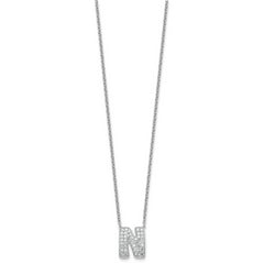 14k White Gold 5/8 carat Lab Grown Diamond VS+ F+ Complete Letter N 18 inch Initial Necklace