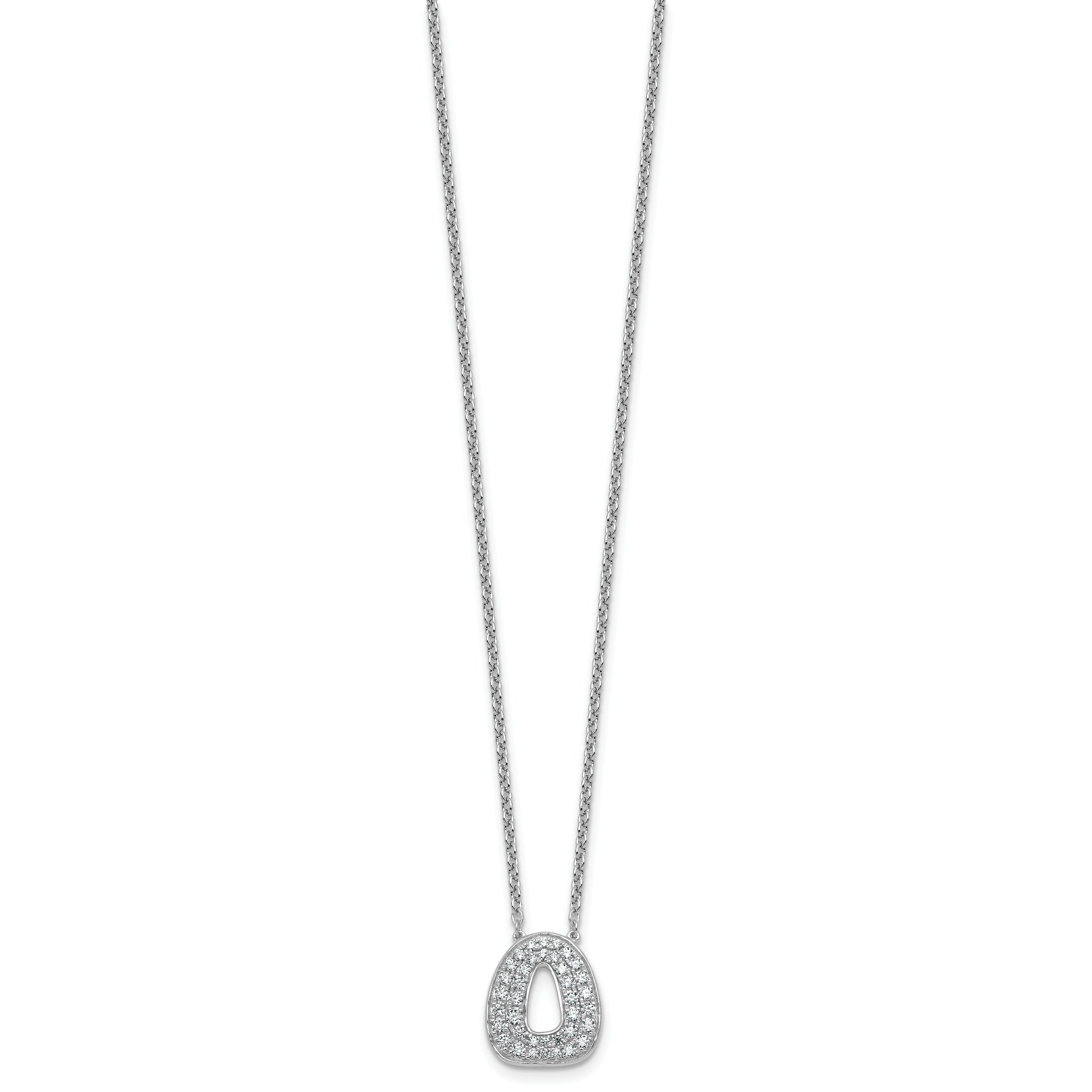 14k White Gold 1/2 carat Lab Grown Diamond VS+ F+ Complete Letter O 18 inch Initial Necklace