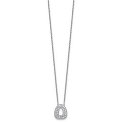 14k White Gold 1/2 carat Lab Grown Diamond VS+ F+ Complete Letter O 18 inch Initial Necklace