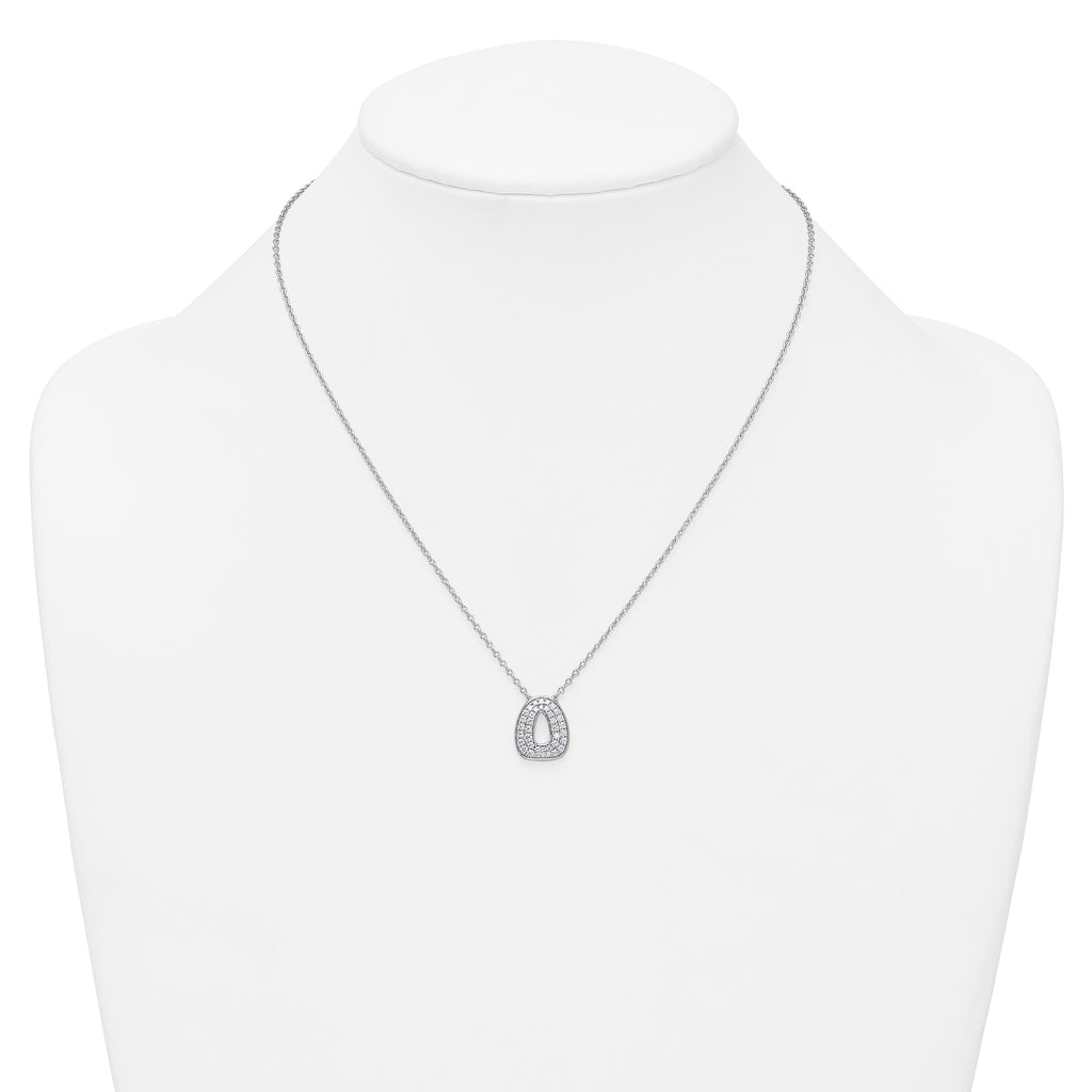 14k White Gold 1/2 carat Lab Grown Diamond VS+ F+ Complete Letter O 18 inch Initial Necklace