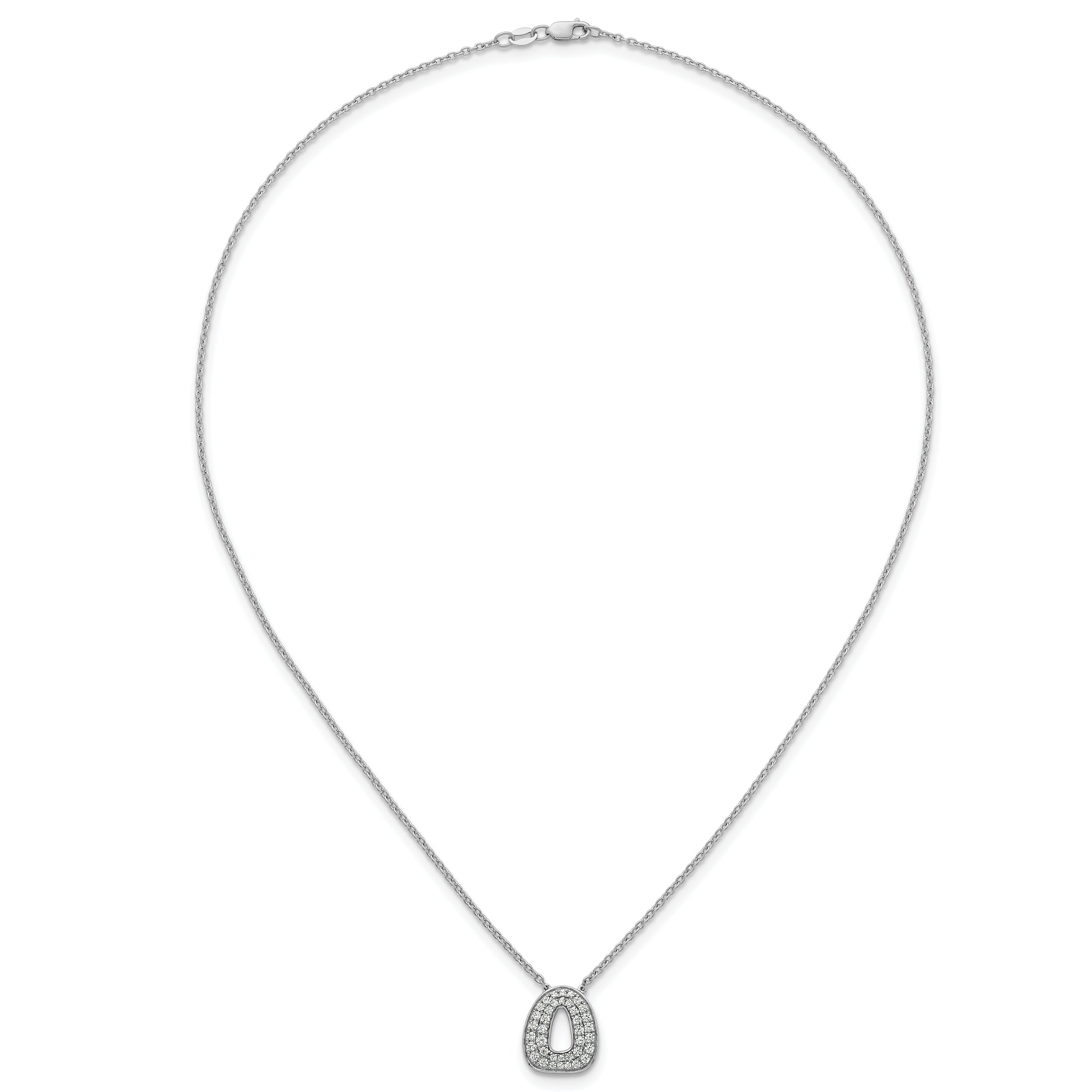 14k White Gold 1/2 carat Lab Grown Diamond VS+ F+ Complete Letter O 18 inch Initial Necklace