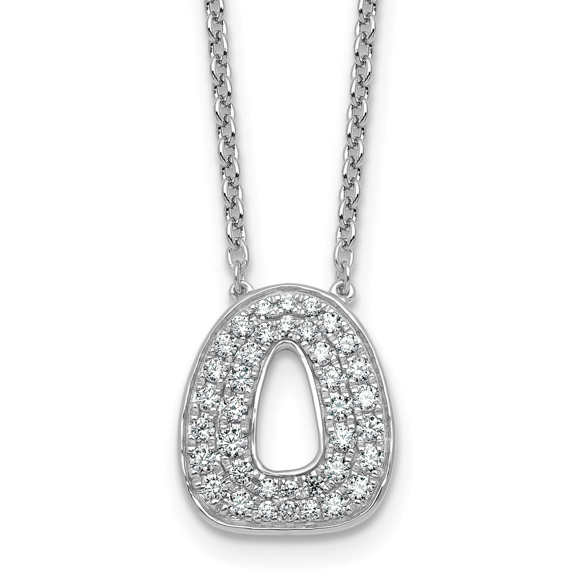 14k White Gold 1/2 carat Lab Grown Diamond VS+ F+ Complete Letter O 18 inch Initial Necklace