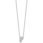 14k White Gold 1/2 carat Lab Grown Diamond VS+ F+ Complete Letter P 18 inch Initial Necklace