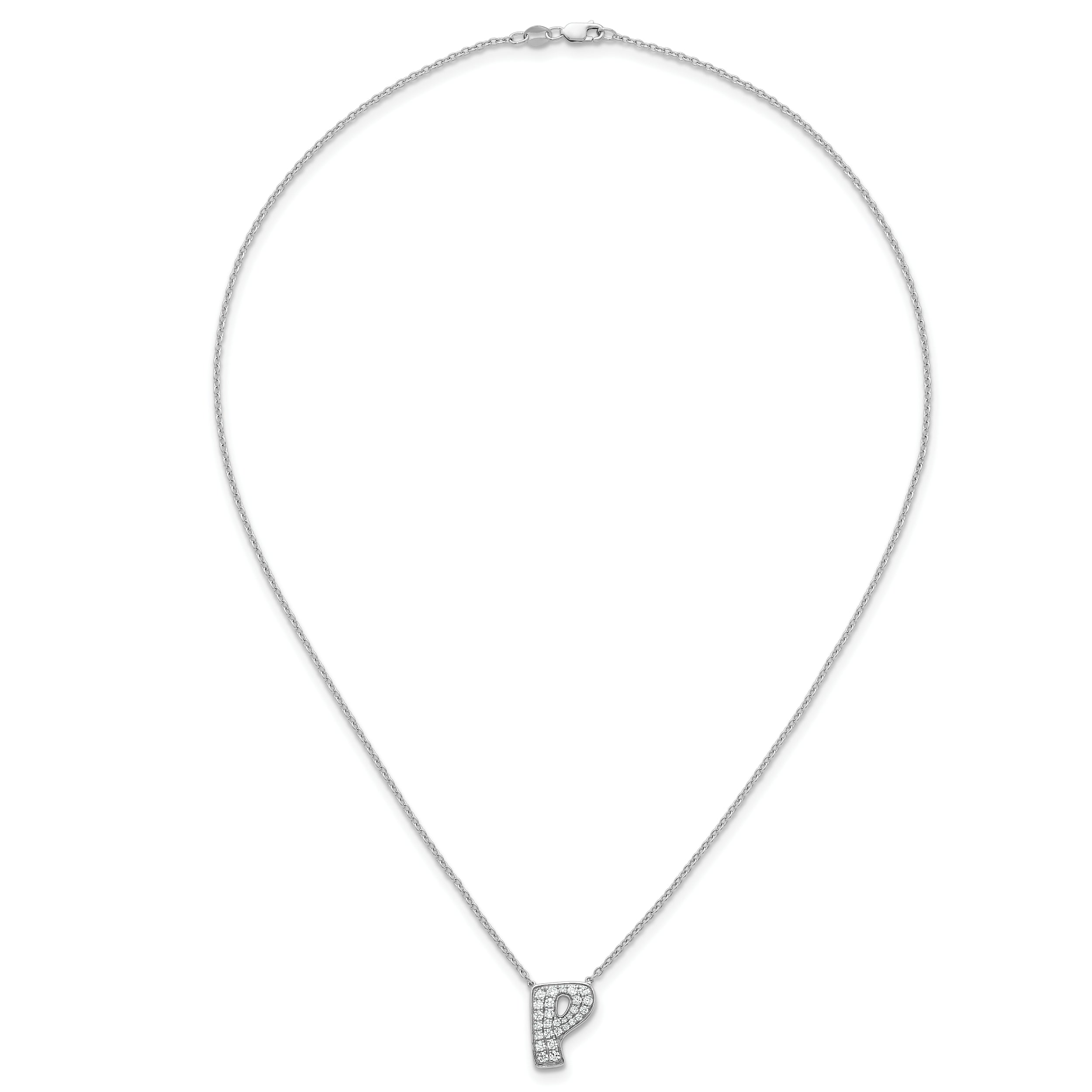 14k White Gold 1/2 carat Lab Grown Diamond VS+ F+ Complete Letter P 18 inch Initial Necklace