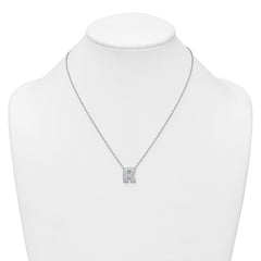 14k White Gold 5/8 carat Lab Grown Diamond VS+ F+ Complete Letter R 18 inch Initial Necklace