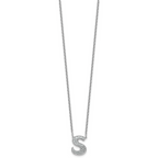 14k White Gold 1/3 carat Lab Grown Diamond VS+ F+ Complete Letter S 18 inch Initial Necklace