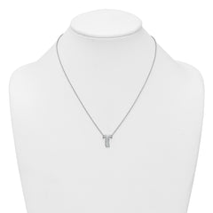 14k White Gold 3/8 carat Lab Grown Diamond VS+ F+ Complete Letter T 18 inch Initial Necklace