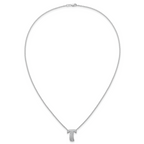 14k White Gold 3/8 carat Lab Grown Diamond VS+ F+ Complete Letter T 18 inch Initial Necklace
