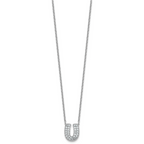 14k White Gold 5/8 carat Lab Grown Diamond VS+ F+ Complete Letter U 18 inch Initial Necklace