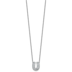 14k White Gold 5/8 carat Lab Grown Diamond VS+ F+ Complete Letter U 18 inch Initial Necklace