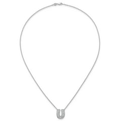 14k White Gold 5/8 carat Lab Grown Diamond VS+ F+ Complete Letter U 18 inch Initial Necklace