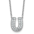14k White Gold 5/8 carat Lab Grown Diamond VS+ F+ Complete Letter U 18 inch Initial Necklace